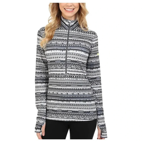NIKE PRO Women's Dri-Fit Warm Fair Isle Print Long Sleeve Pullover Size Medium - Picture 1 of 10